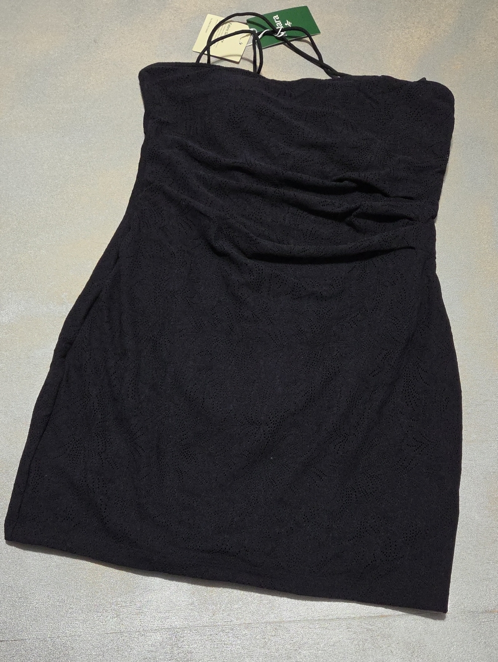 HALARA Black Strapless Lace Mini Dress